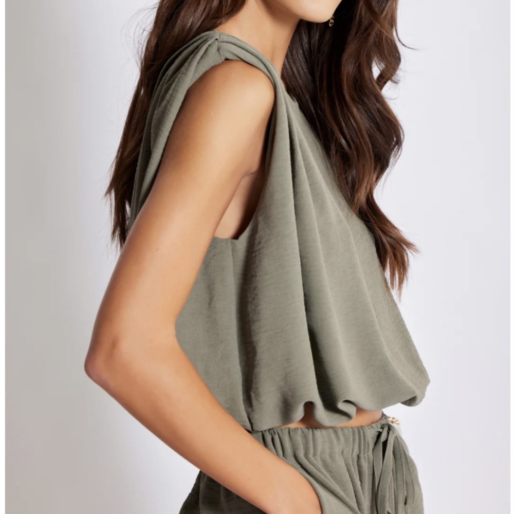 NWT Bishop + Young Women's Serafina Top Olive Green Short Sleeve XS-S-M-L